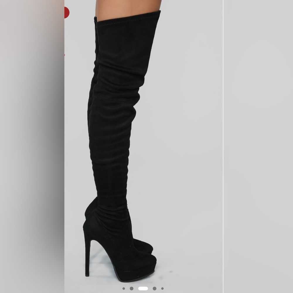 Fashion nova over the knee feax suede platform boots
